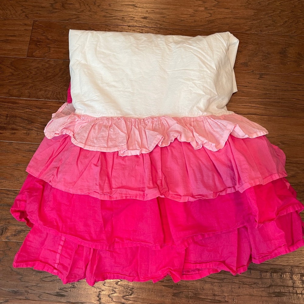 Pink Ombré Ruffled Bed Skirt